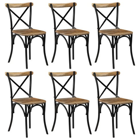 Swen Studio -  Cross Chairs 6 pcs Black Solid Mango Wood